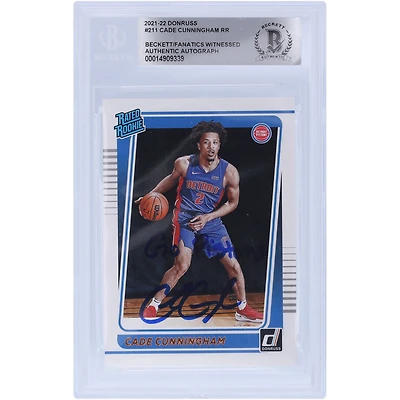 Cade Cunningham Detroit Pistons Autographed 2021-22 Panini Donruss Rated Rookie #211 Beckett Fanatics Witnessed Authenticated Rookie Card with "Go Pistons" Inscription