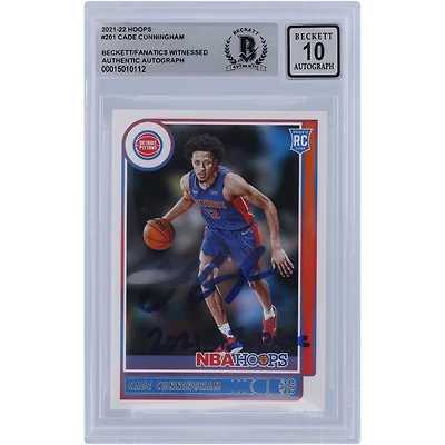 Cade Cunningham Detroit Pistons Autographed 2021-22 Panini NBA Hoops #201 Beckett Fanatics Witnessed Authenticated 10 Rookie Card with "2021 #1 Pick" Inscription
