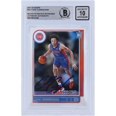 Cade Cunningham Detroit Pistons Autographed 2021-22 Panini NBA Hoops #201 Beckett Fanatics Witnessed Authenticated 10 Rookie Card