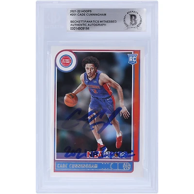 Cade Cunningham Detroit Pistons Autographed 2021-22 Panini NBA Hoops #201 Beckett Fanatics Witnessed Authenticated Rookie Card with "2021 #1 Pick" Inscription