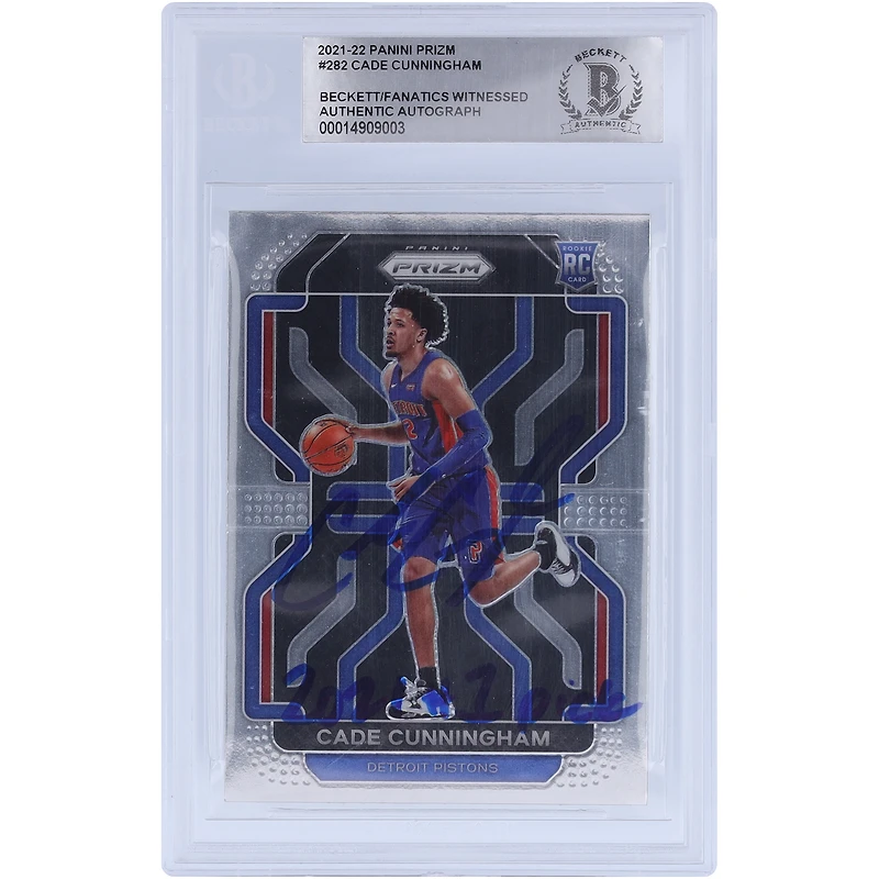 Cade Cunningham Detroit Pistons Autographed 2021-22 Panini Prizm #282 Beckett Fanatics Witnessed Authenticated Rookie Card with "2021 #1 Pick" Inscription