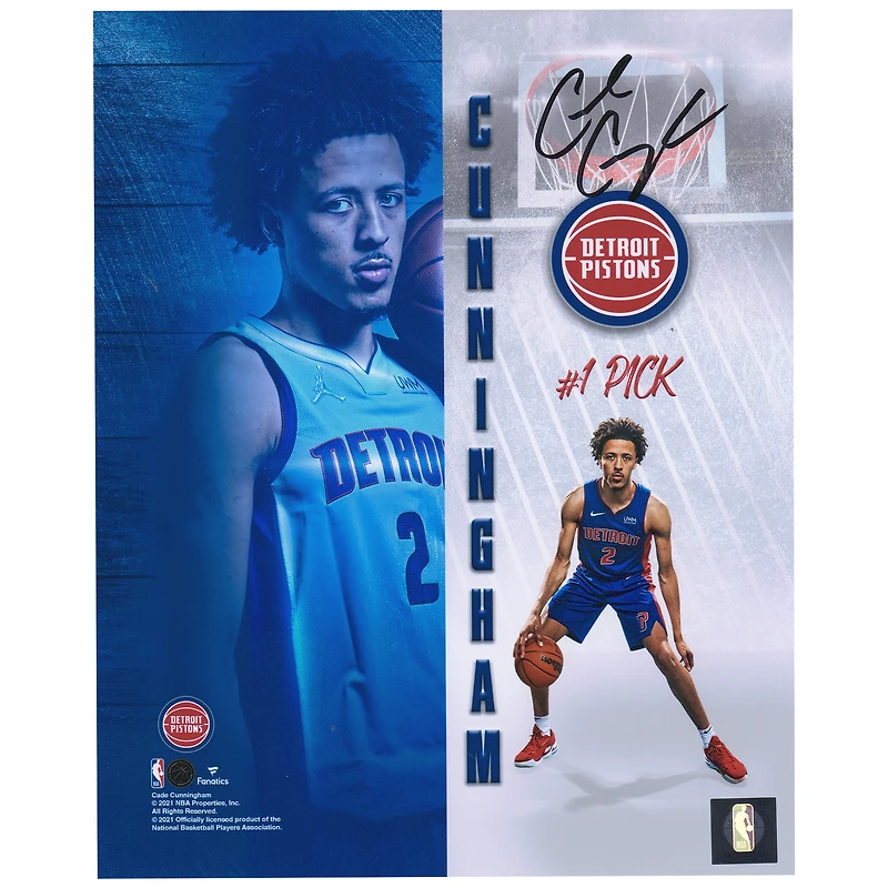 Cade Cunningham Detroit Pistons Autographed 8" x 10" Rookie Photoshoot Photograph