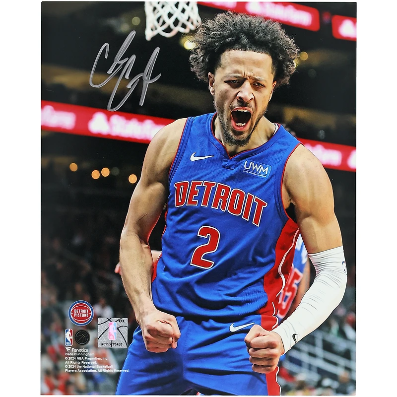 Photographie autographiée de Cade Cunningham des Detroit Pistons, 8" x 10"