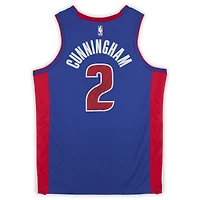 Maillot Swingman Nike Icon Edition bleu dédicacé par Cade Cunningham des Detroit Pistons avec inscription « Motorcade » - Signé à l'encre noire