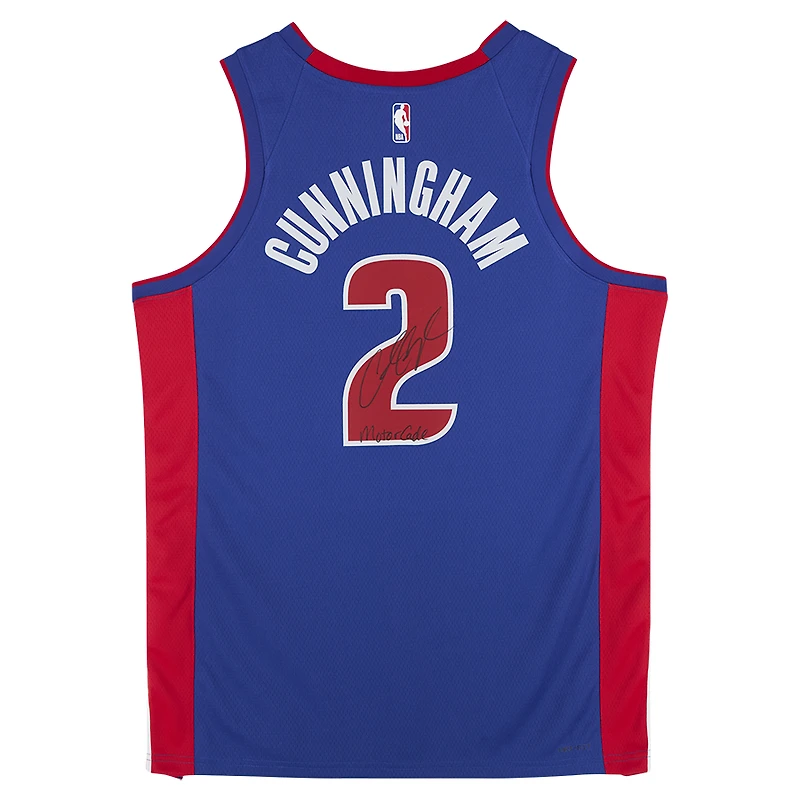 Cade Cunningham Detroit Pistons Autographed Blue Nike Icon Edition Swingman Jersey with "Motorcade" Inscription - Signed in Black Ink