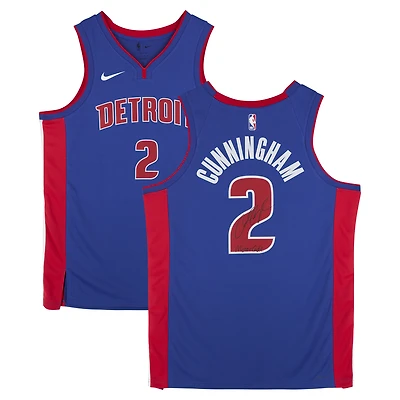 Maillot Swingman Nike Icon Edition bleu dédicacé par Cade Cunningham des Detroit Pistons avec inscription « Motorcade » - Signé à l'encre noire