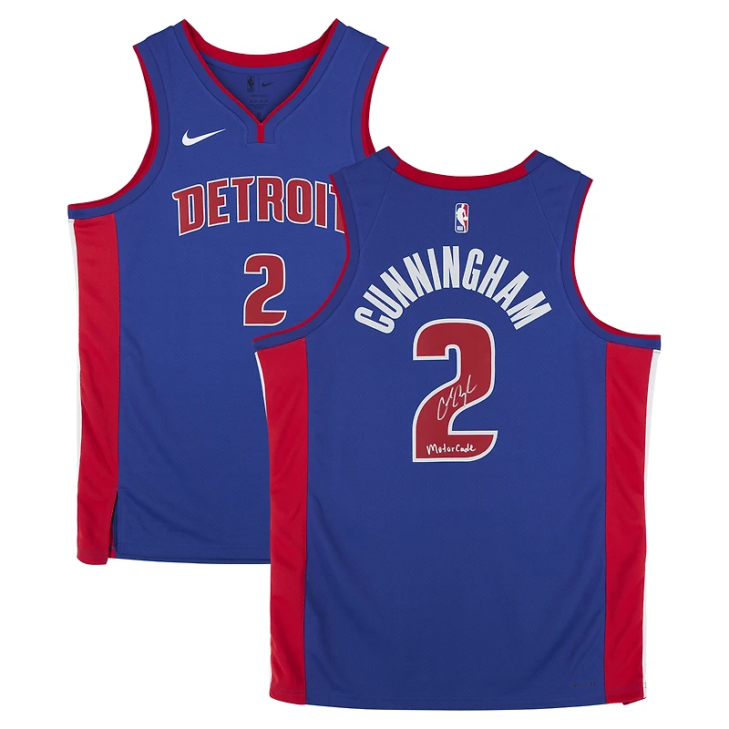 Cade Cunningham Detroit Pistons Autographed Blue Nike Icon Edition Swingman Jersey with "Motorcade" Inscription
