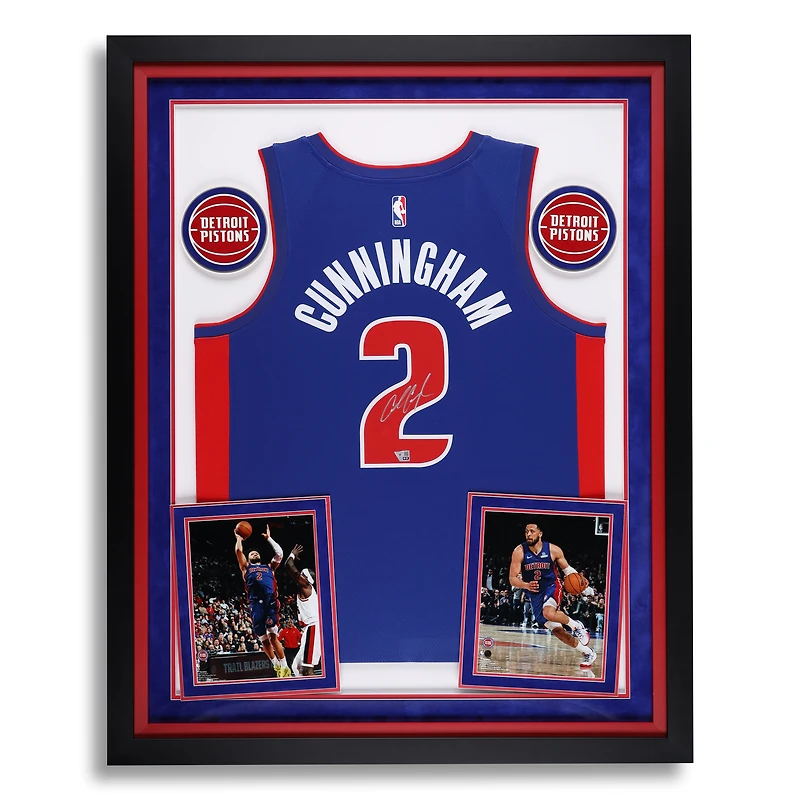 Cade Cunningham Detroit Pistons Autographed Deluxe Framed Blue Nike Icon Edition Swingman Jersey
