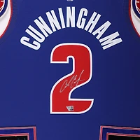 Cade Cunningham Detroit Pistons Autographed Deluxe Framed Blue Nike Icon Edition Swingman Jersey