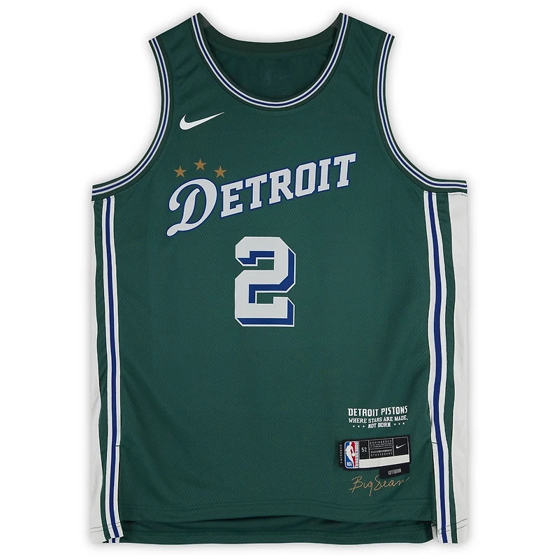 Maillot Swingman Nike City Edition 2022/23 vert autographié par Cade Cunningham des Detroit Pistons avec inscription « 2021 #1 Pick »