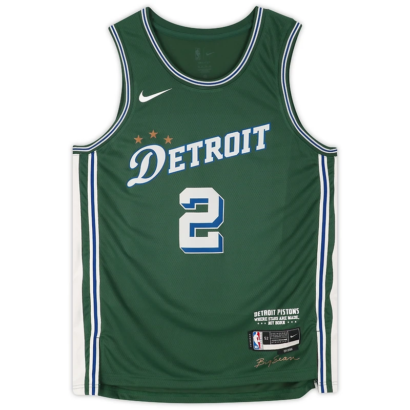 Maillot Swingman Nike City Edition 2022-2023 vert dédicacé par Cade Cunningham des Detroit Pistons