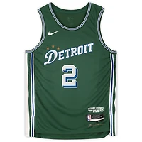 Maillot Swingman Nike City Edition 2022-2023 vert dédicacé par Cade Cunningham des Detroit Pistons