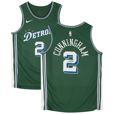 Maillot Swingman Nike City Edition 2022-2023 vert dédicacé par Cade Cunningham des Detroit Pistons