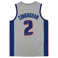 Maillot Swingman Jordan Brand gris autographié par Cade Cunningham des Detroit Pistons avec inscription « 2021 #1 Draft Pick »