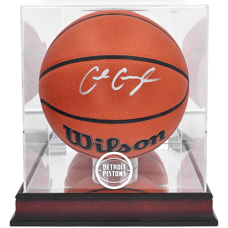 Cade Cunningham Detroit Pistons Autographed Wilson Replica Basketball with Mahogany Team Logo Display Case