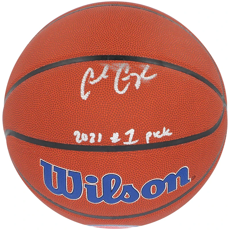 Cade Cunningham Detroit Pistons Autographed Wilson Team Logo Basketball with "2021 #1 Pick" Inscription