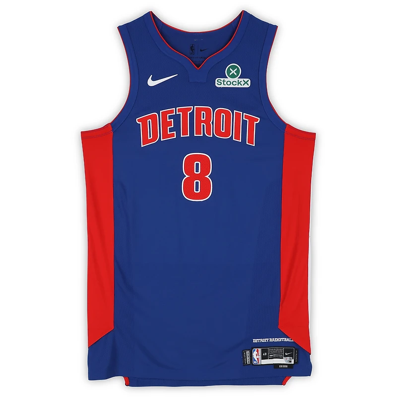 Maillot Nike bleu n° 8 porté par Caris LeVert lors des Detroit Pistons durant la saison NBA 2025-2026 - Taille 48+4