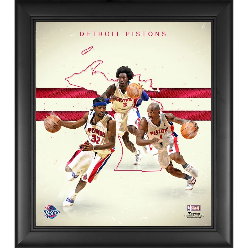 Chauncey Billups Ben Wallace et Richard Hamilton Detroit Pistons Encadré 15" x 17" Années 2000 Hardwood Classics Franchise Foundations Collage