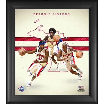 Chauncey Billups Ben Wallace et Richard Hamilton Detroit Pistons Encadré 15" x 17" Années 2000 Hardwood Classics Franchise Foundations Collage