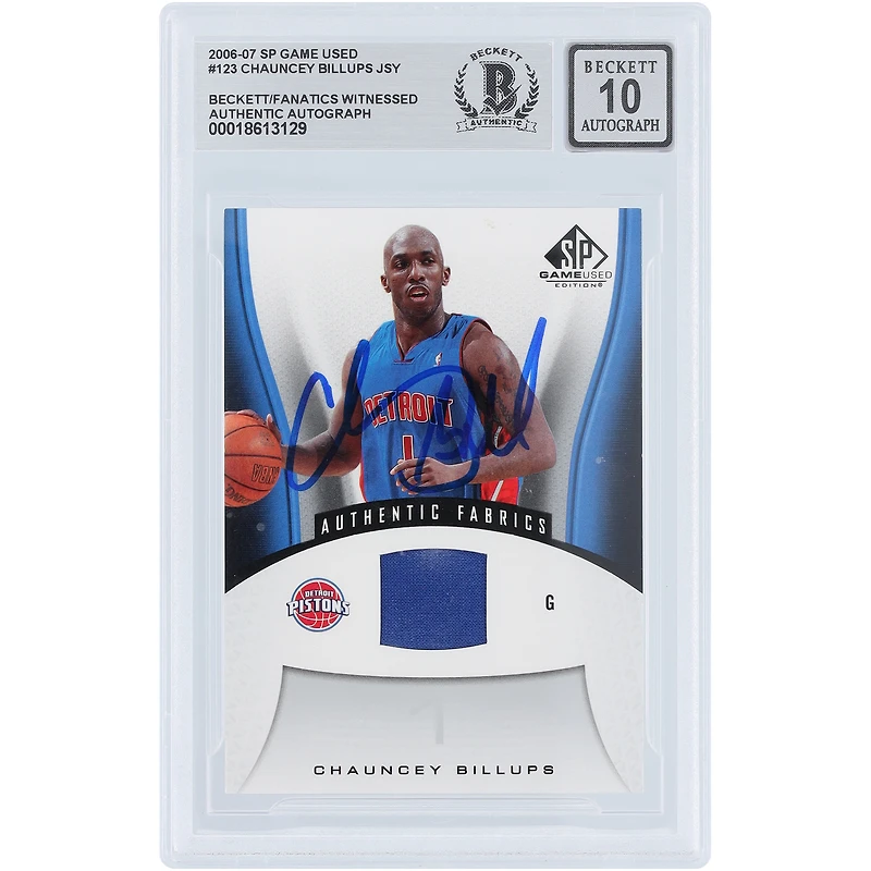 Chauncey Billups Detroit Pistons Autographed 2006-07 Upper Deck SP Game Used Authentic Fabrics Jersey Relic #123 Beckett Fanatics Witnessed Authenticated 10 Card