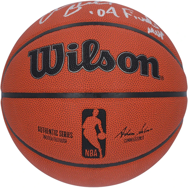 Ballon de basket-ball d'intérieur/extérieur Wilson Authentic Series autographié par Chauncey Billups des Detroit Pistons avec inscription « 04 Finals MVP »