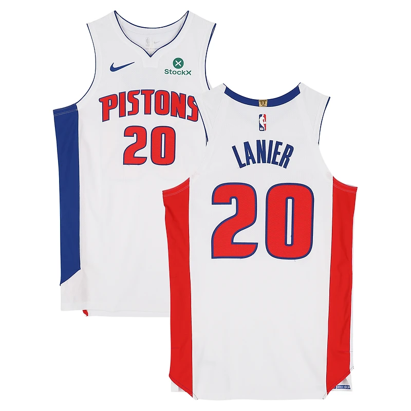Maillot blanc Nike n° 20 porté par Chaz Lanier (Detroit Pistons) lors des matchs contre les Milwaukee Bucks le 8 avril et contre les Indiana Pacers le 12 avril 2026 - Taille 48+4