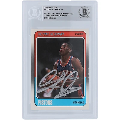 Dennis Rodman Detroit Pistons Autographed 1988-89 Fleer Series 1 #43 Beckett Fanatics Witnessed Authenticated Rookie Card 