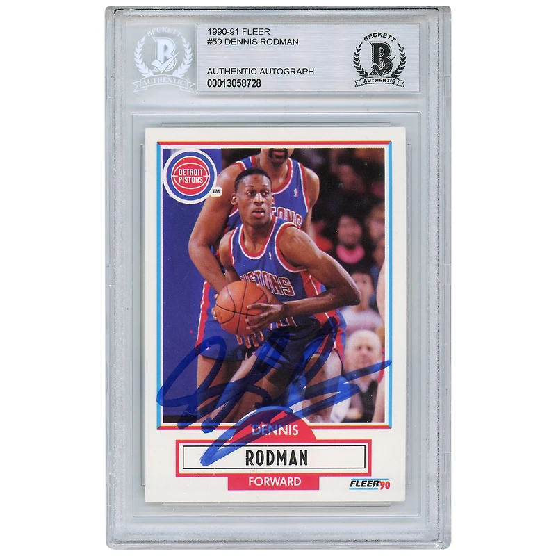 Dennis Rodman Detroit Pistons Autographed 1990-91 #59 Fleer Card