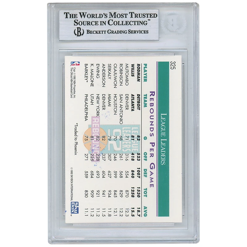 Carte NBA Hoops #325 autographiée par Dennis Rodman Detroit Pistons 1992-93