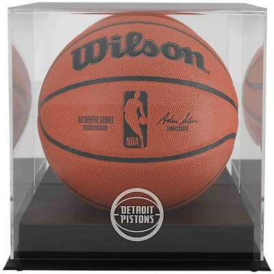 Detroit Pistons Black Base Team Logo Basketball Display Case with Mirrored Back