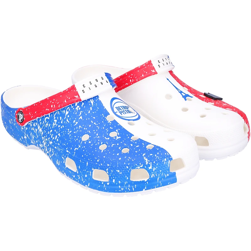 Detroit Pistons Team-Issued White and Blue Crocs