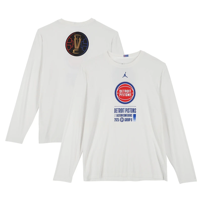 Detroit Pistons Team-Issued White Jordan Brand NBA Cup Long Sleeve T-Shirt from the 2025-26 NBA Season - Size XL