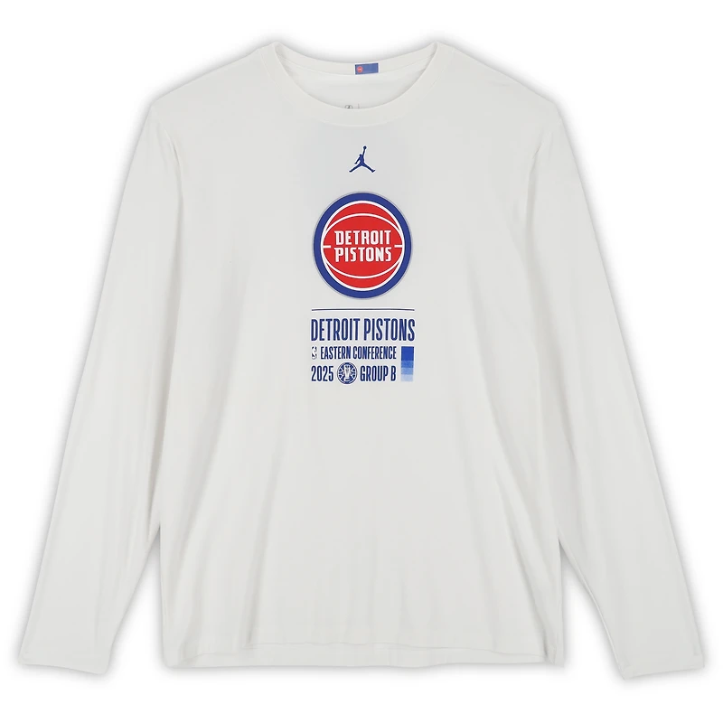 Detroit Pistons Team-Issued White Jordan Brand NBA Cup Long Sleeve T-Shirt from the 2025-26 NBA Season - Size XL