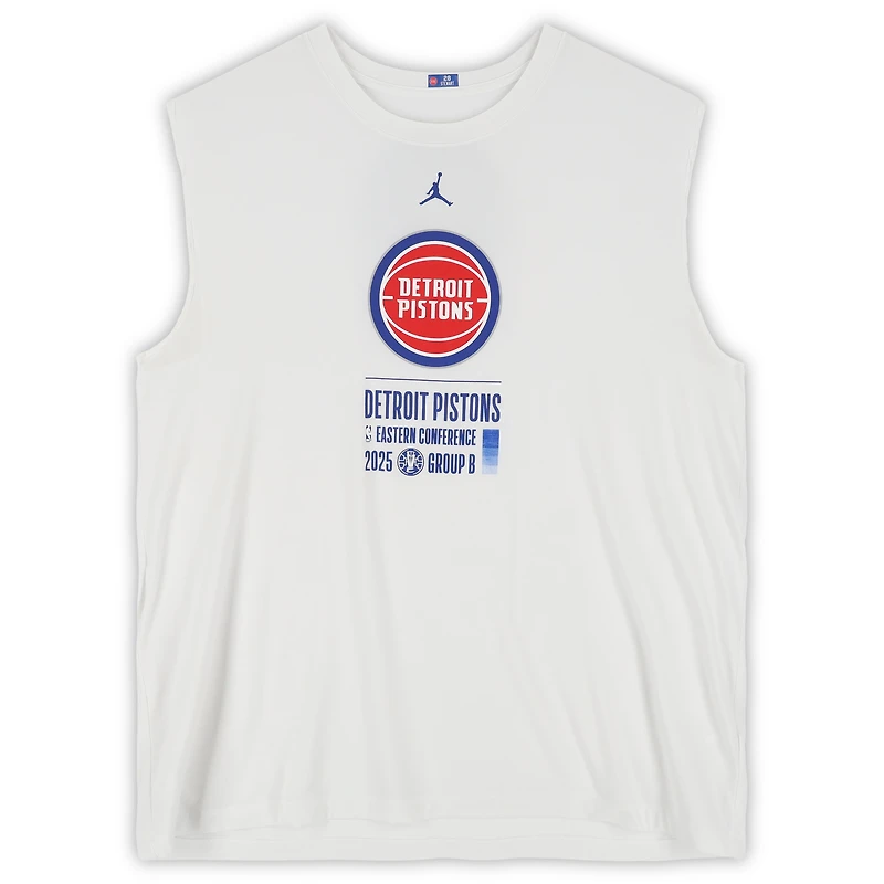 Detroit Pistons Team-Issued White Jordan Brand NBA Cup Sleeveless Shirt from the 2025-26 NBA Season - Size 2XL