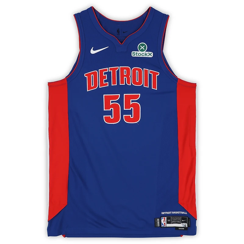 Maillot Nike bleu n° 55 porté par Duncan Robinson (Detroit Pistons) lors de la saison NBA 2025-2026 - Taille 50+4