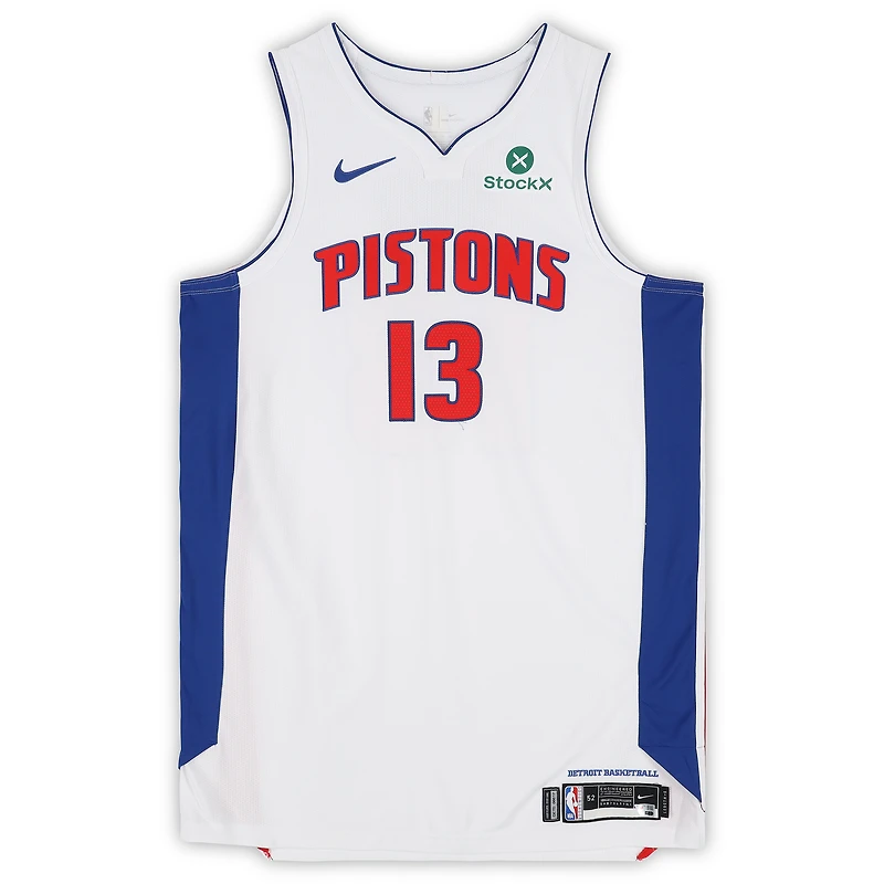Isaac Jones Detroit Pistons Game-Used #13 White Nike Jersey vs. Indiana Pacers on April 12, 2026 - Size 52+6