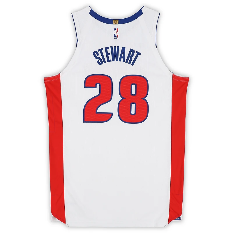 Isaiah Stewart Detroit Pistons Game-Used #28 White Nike Jersey vs. Indiana Pacers on April 12, 2026 - Size 54+6