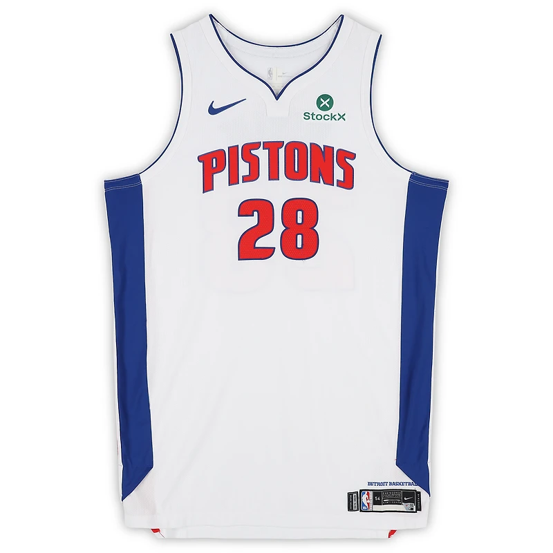 Isaiah Stewart Detroit Pistons Game-Used #28 White Nike Jersey vs. Indiana Pacers on April 12, 2026 - Size 54+6