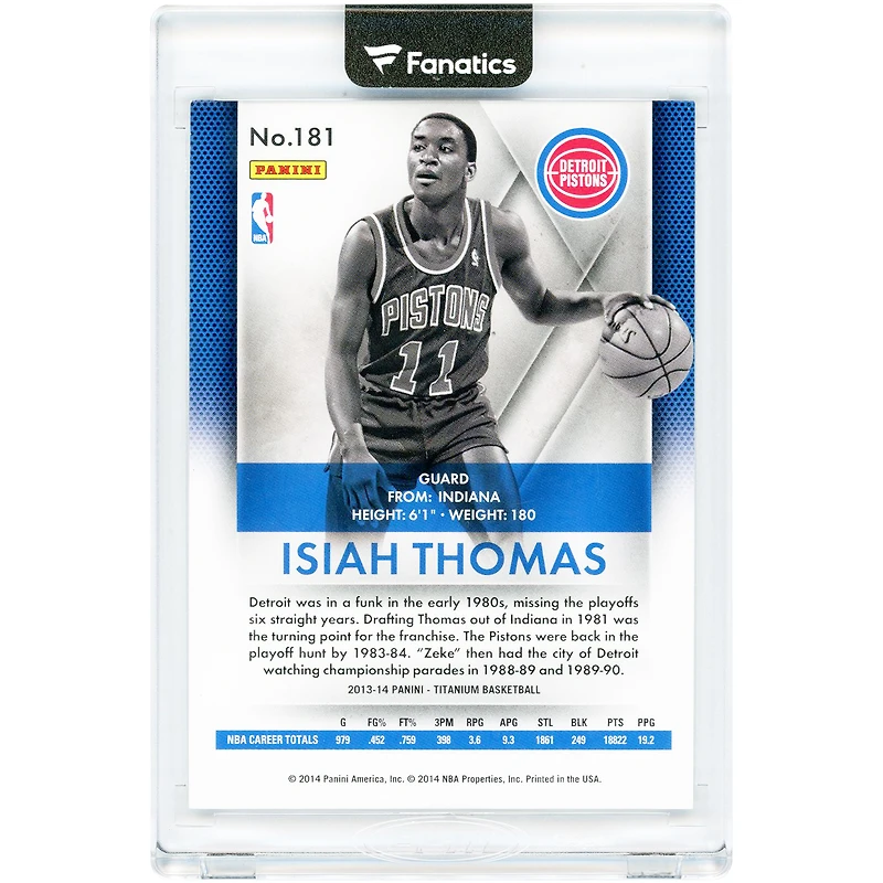 Carte Panini Titanium Platinum 2013-14 d'Isiah Thomas (Detroit Pistons) n° 181, numéro 1/1