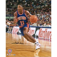 Isiah Thomas Detroit Pistons Autographed 16" x 20" Driving in Blue Jersey Photograph