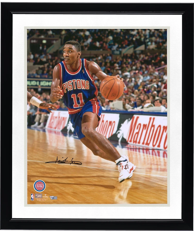 Isiah Thomas Detroit Pistons Autographed 16" x 20" Driving in Blue Jersey Photograph
