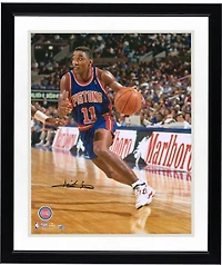 Isiah Thomas Detroit Pistons Autographed 16" x 20" Driving in Blue Jersey Photograph