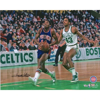 Isiah Thomas Detroit Pistons Autographed 16" x 20" vs. Celtics Photograph