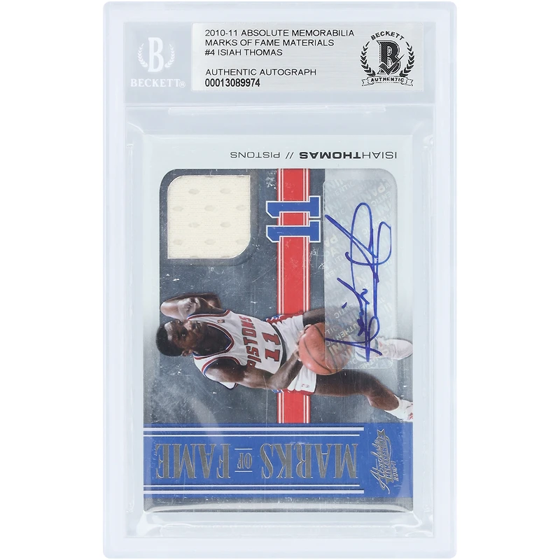 Carte autographiée d'Isiah Thomas (Detroit Pistons) 11 Panini Absolute Memorabilia Game-Used Relic n° 4, n° 16/25, authentifiée par BGS.