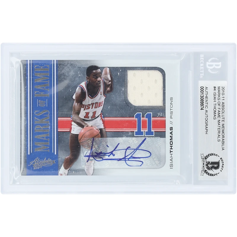 Isiah Thomas Detroit Pistons Autographed 2010-11 Panini Absolute Memorabilia Game-Used Relic #4 #16/25 BGS Authenticated Card