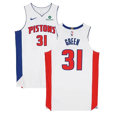 Maillot blanc Nike porté par Javonte Green (Detroit Pistons) n° 31 lors des matchs contre les Milwaukee Bucks le 8 avril et contre les Indiana Pacers le 12 avril 2026 - Taille 50+4