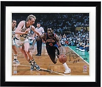 Joe Dumars Detroit Pistons Autographed 16" x 20" Dribbling vs. Larry Bird Photograph with "HOF 06" Inscription