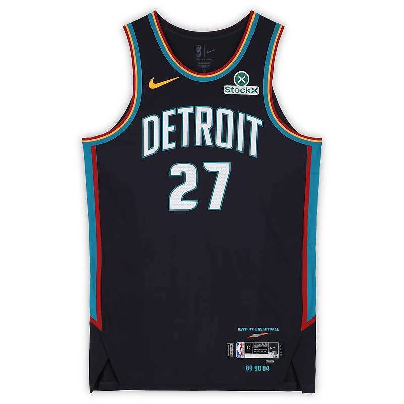 Maillot Nike City Edition noir n° 27 porté par Kevin Huerter (Detroit Pistons) lors du match contre les Charlotte Hornets le 10 avril 2026 - Taille 50+4