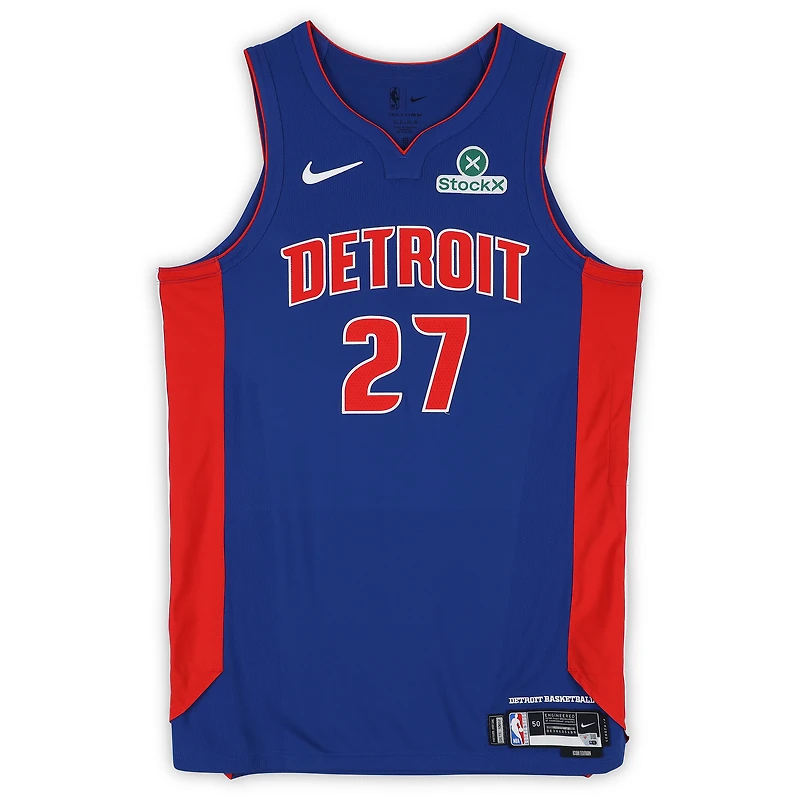 Maillot Nike bleu n° 27 porté par Kevin Huerter (Detroit Pistons) lors de la saison NBA 2025-2026 - Taille 50+4