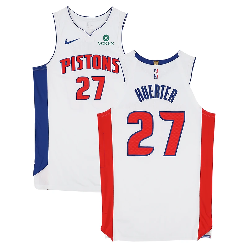 Maillot blanc Nike n° 27 porté par Kevin Huerter (Detroit Pistons) lors de la saison NBA 2025-2026 - Taille 50+4